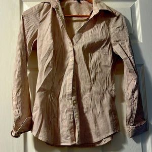 Pink pin striped button down shirt Express Size Small